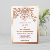 BILINGUAL Rose Gold Cherry Blossom Chinesische Hoc Folieneinladung (Stehend vorne)