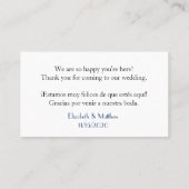 Bilingual Rose Gold Stripes Hochzeit Platzkarte (Rückseite)