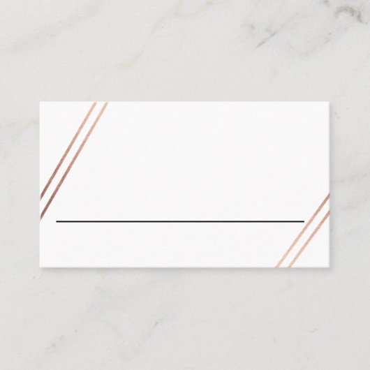 Bilingual Rose Gold Stripes Hochzeit Platzkarte (Vorderseite)