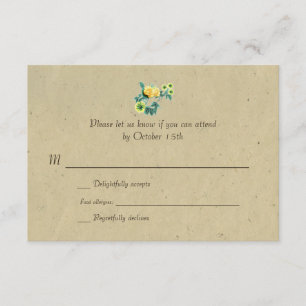 Bilingual Rustic Blume Garland Wedding RSVP Karte