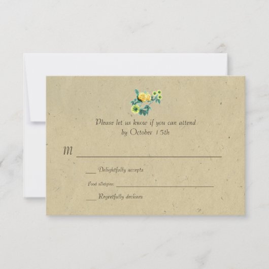 Bilingual Rustic Blume Garland Wedding RSVP Karte (Vorderseite)