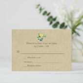 Bilingual Rustic Blume Garland Wedding RSVP Karte (Stehend Vorderseite)