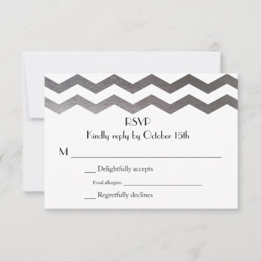 Bilingual Silver Zickzack Wedding Einladung UAWG (Vorderseite)