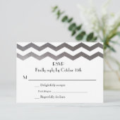 Bilingual Silver Zickzack Wedding Einladung UAWG (Stehend Vorderseite)