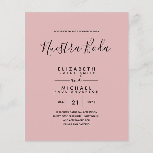 Bilingual Spanish BODA English Wedding Flye Flyer (Hinten)