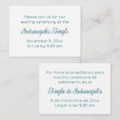 Bilingual Teal Script Temple Sealing Invitation Begleitkarte (Vorne/Hinten)