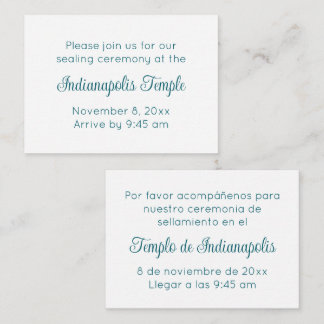Bilingual Teal Script Temple Sealing Invitation Begleitkarte