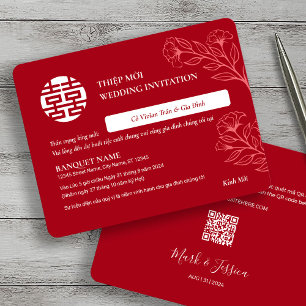Bilingual Vietnamese English Red Wedding Thiep Moi