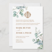 Bilingual Vietnamese Eucalyptus Song Hy Wedding Einladung (Vorderseite)