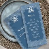 Bilingual Vietnamese Grayish Blue Song Hy Wedding Menükarte