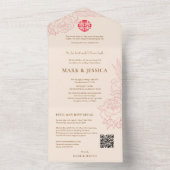 Bilingual Vietnamese Peonies Traditionelle All In One Einladung (Innen Boden)