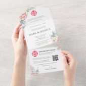 Bilingual Vietnamese Peonies Traditionelle All In One Einladung (Abreißen)