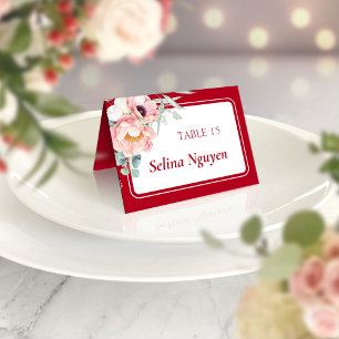 Bilingual Vietnamese Peony Birthday Platzkarte Tischnummer