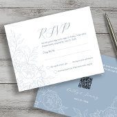 Bilingual Vietnamese Peony Dusty Blue RSVP Cards
