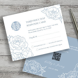 Bilingual Vietnamese Peony Song Hy Dusty Blue UAWG