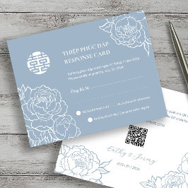 Bilingual Vietnamese Peony Song Hy Dusty Blue UAWG