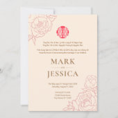 Bilingual Vietnamese Peony Song Hy Wedding Einladung (Vorderseite)