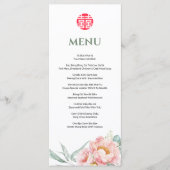 Bilingual Vietnamese Peony Song Hy Wedding Menu Menükarte (Vorderseite)