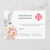 Bilingual Vietnamese Peony Song Hy Wedding RSVP (Vorderseite)