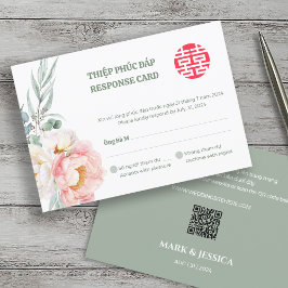 Bilingual Vietnamese Peony Song Hy Wedding RSVP