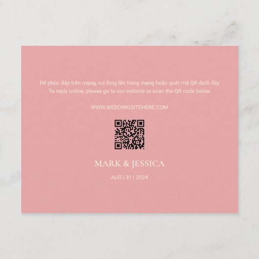 Bilingual Vietnamese Peony Song Hy Wedding RSVP (Rückseite)