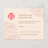 Bilingual Vietnamese Peony Song Hy Wedding RSVP (Vorderseite)