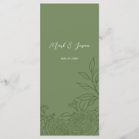 Bilingual Vietnamese Ranunculus Wedding Menu Menükarte (Rückseite)