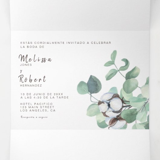 Bilingual Wedding Einladung Eukalyptus (Innenseite Mitte)