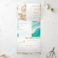 Bilingual Wedding Einladung - Marmor in einem