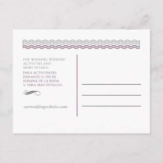 Bilingual Wedding Save the Date Postcard Ankündigungspostkarte (Rückseite)