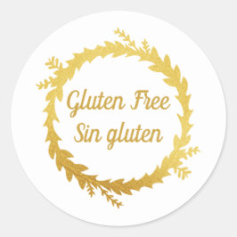 Bilingual White Golden Gluten Free - Sin Gluten Runder Aufkleber
