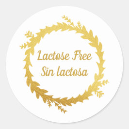Bilingual White Golden Lactose Free - Sin Lactosa Runder Aufkleber