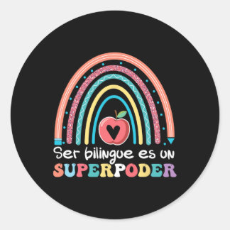 Bilingual zu sein ist ein Superkraft Ck To School Runder Aufkleber