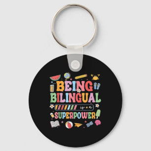 Bilingual zu sein ist eine Supermacht, die zurück  Schlüsselanhänger