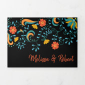 Bilinguale Hochzeitseinladung - Fiesta All in one Dreifach Gefaltete Einladung (Cover)