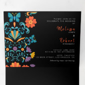 Bilinguale Hochzeitseinladung - Fiesta All in one Dreifach Gefaltete Einladung (Innen Erste Seite)