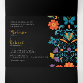 Bilinguale Hochzeitseinladung - Fiesta All in one Dreifach Gefaltete Einladung (Innenseite Mitte)
