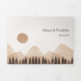 Bilinguale Hochzeitslandschaft Dreifach Gefaltete Einladung