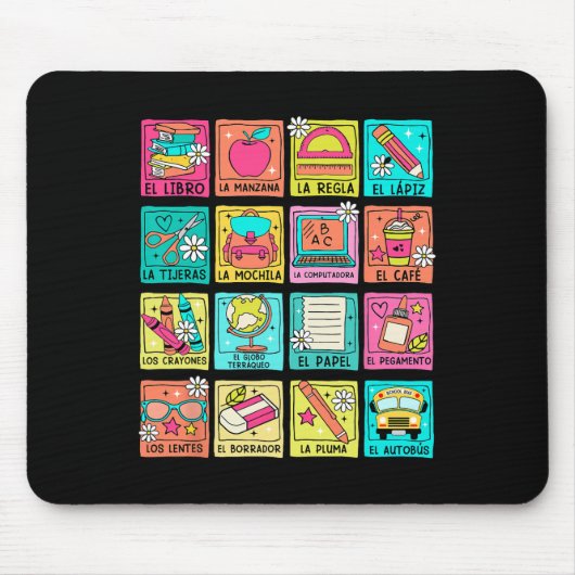 Bilinguale Lehrerin Byck To School Spanischlehrer Mousepad (Vorne)