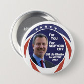 Bill de Blasio NYC Bürgermeister 2012 Button (Vorne & Hinten)
