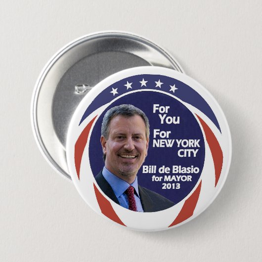 Bill de Blasio NYC Bürgermeister 2012 Button (Vorne & Hinten)