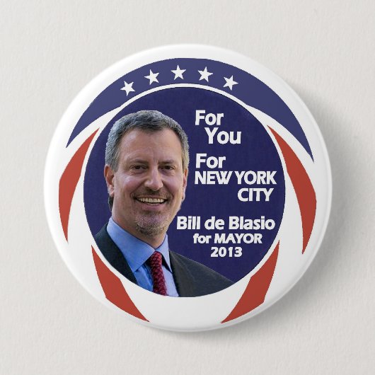 Bill de Blasio NYC Bürgermeister 2012 Button (Vorderseite)