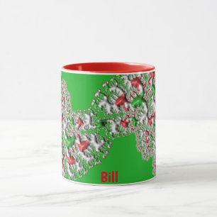 BILL ~ GLOSSY 3D Christmas Red White Green Tasse