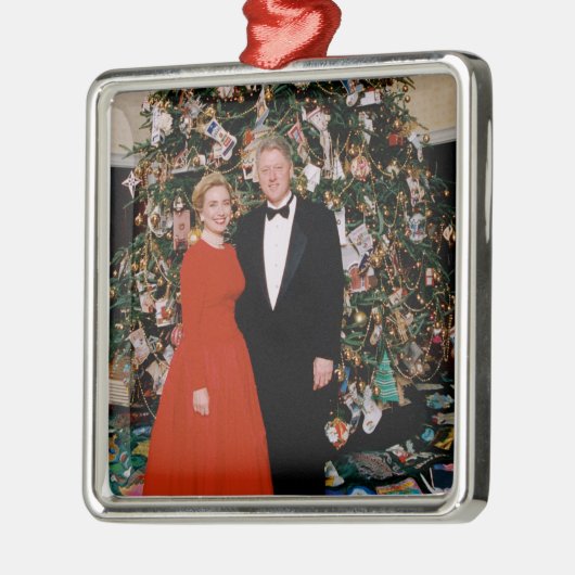 Bill & Hillary Clinton Christmas White House Ornament Aus Metall (Links)