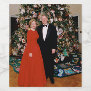 Bill & Hillary Clinton Christmas White House Weinetikett