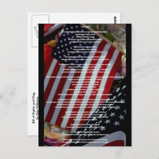 Bill of Rights and Flag Postkarte (Vorne/Hinten)