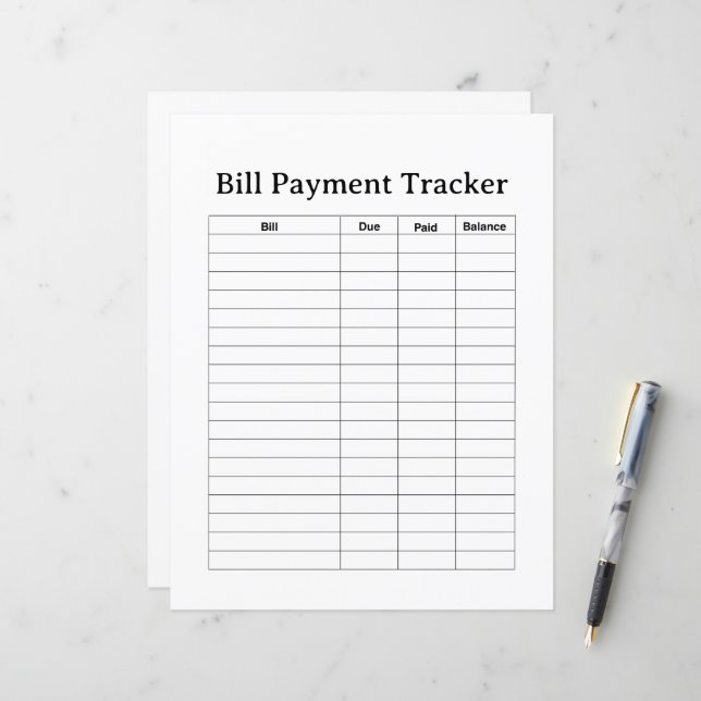 BILL PAYMENT TRACKER FLYER (Vorderseite/Rückseite Beispiel)