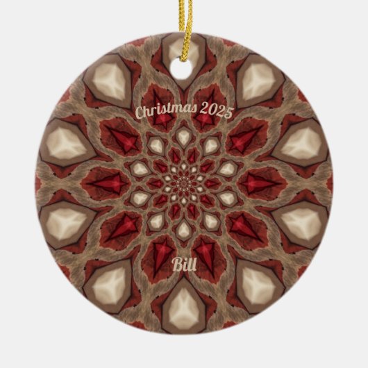BILL ~ Personalisiert ~ Red and Tan Christmas 2025 Keramik Ornament (Vorne)