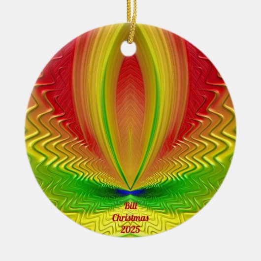 BILL ~ Personalisiert Red Green Yellow Christmas Keramik Ornament (Vorne)