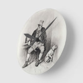 Bill Sykes und sein Hund, von 'Charles Dickens: Runde Wanduhr (Winkel)